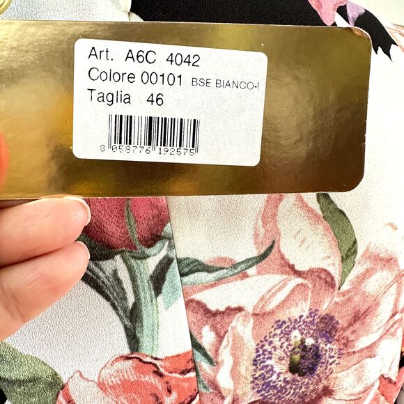 VDP Collection Party Cocktail Dress SZ 46/10 Floral Rhinestones Ruffle Hem Italy - Picture 12 of 16